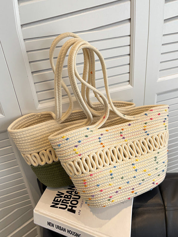 Contrast Color Hollow Polka-Dot Handbags