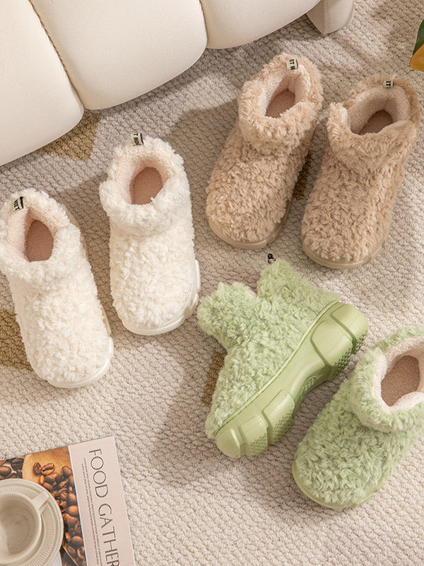 Round-Toe Split-Joint Velvet Platform Shoes Boots