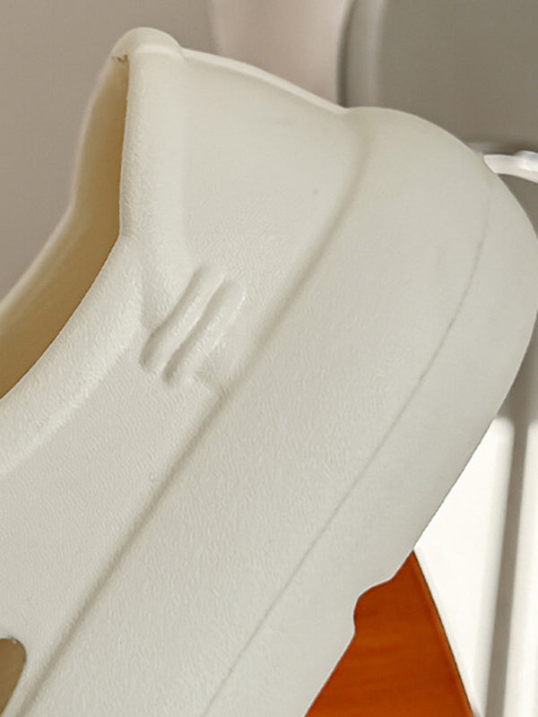 Hollow Round Cut Solid Color Sandals Platform Shoes Crocs