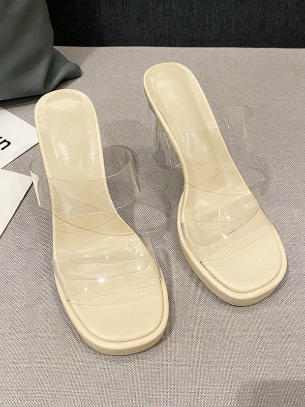 Open Toe Transparent Sandals Platform Shoes