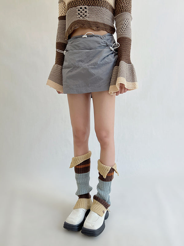 Leisure Buttoned Contrast Color Leg Warmers Accessories