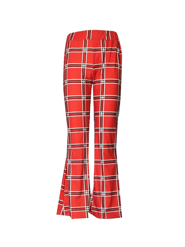 Plaid Flared Pants Trousers Pants