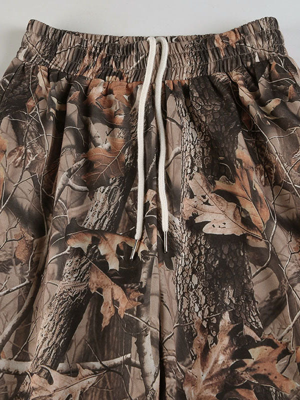 Drawstring Elasticity Printed High Waisted Loose Trousers Pants