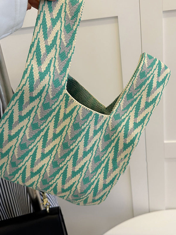 Geometric Multi-Colored Woven Handbag Bags Accessories