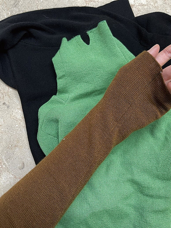 Solid Color Long Sleeves Skinny High-Neck Sweater Tops Pullovers