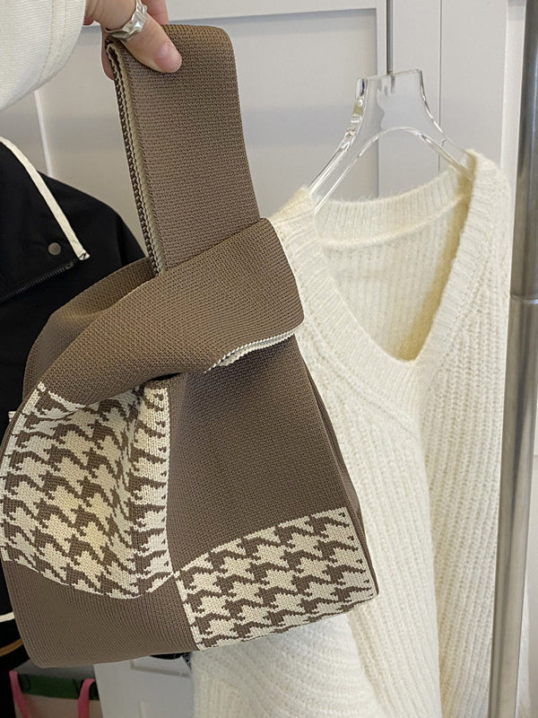 Houndstooth Woven Handbag Bags Accessories