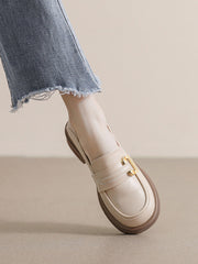 Round-Toe Split-Joint Platform Shoes Loafers