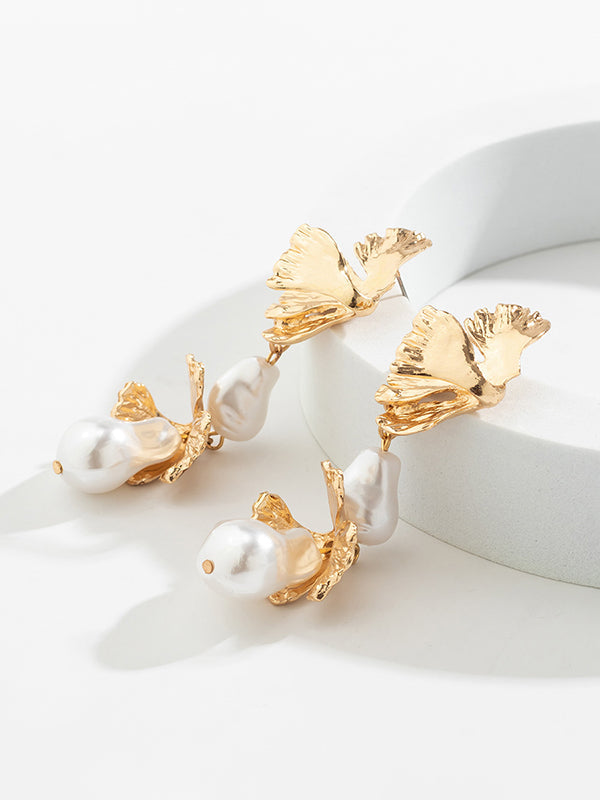 Imitation Pearls Geometric Drop Earrings