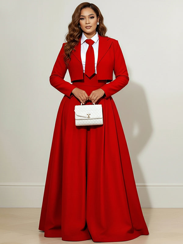 Elasticated Waist High Waisted Big Hemline Pleated Pockets Solid Color Zipper Wide Leg Pants