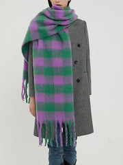 Keep Warm Plaid Tasseled Thick Shawl&Scarf