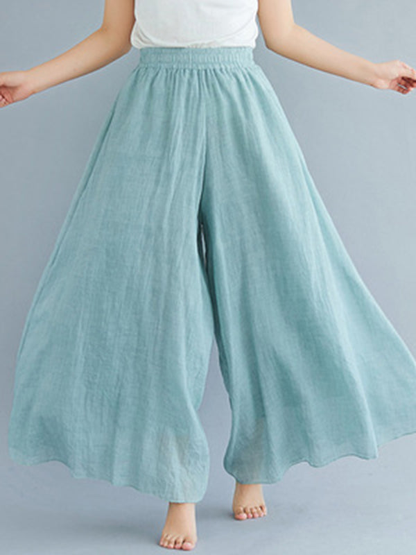 Elasticity Solid Color Loose Wide Leg Trousers Pants Culotte