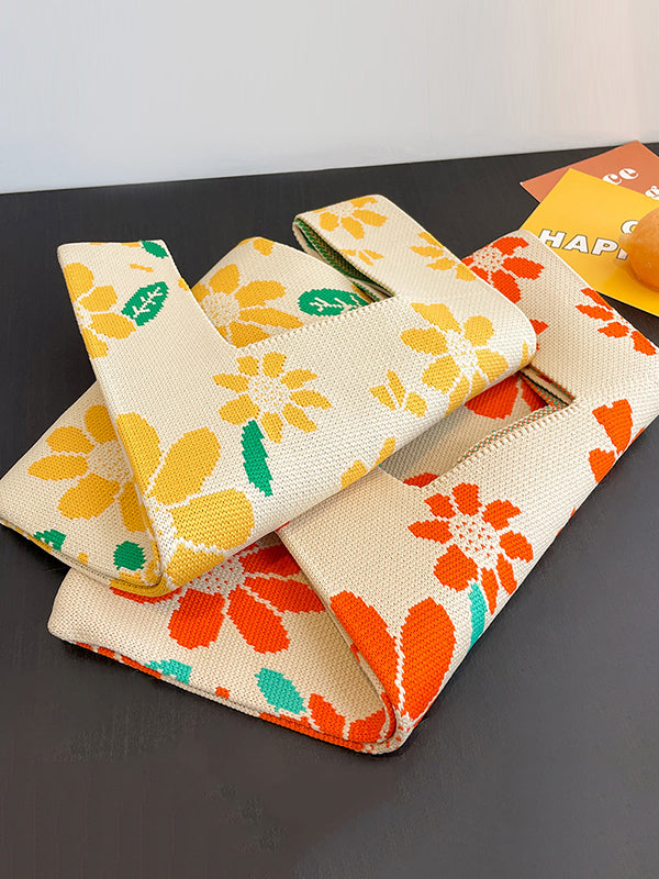 Floral Printed Woven Handbag Bags Accessories