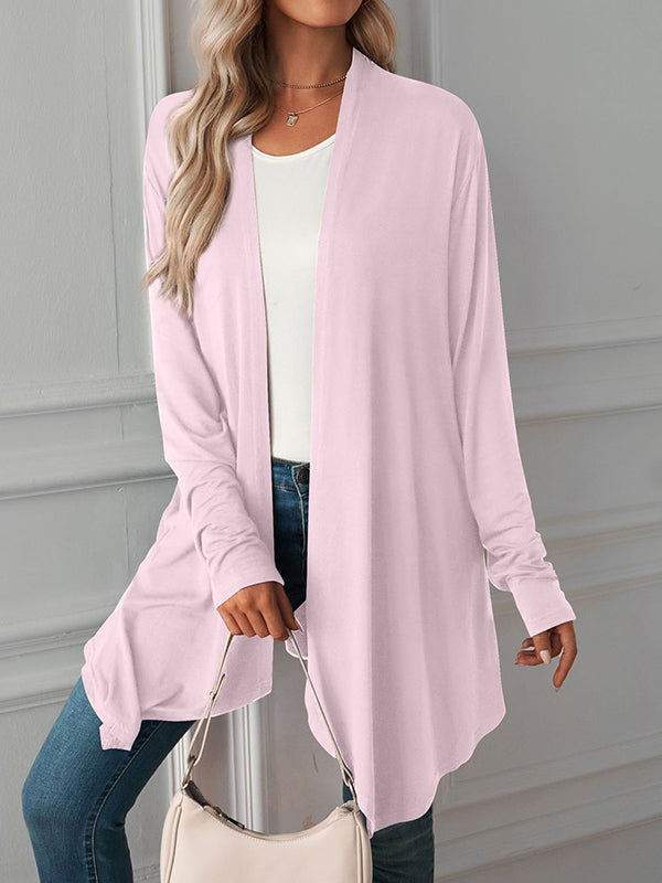 Solid Color Long Sleeves Loose Statement Collar Outerwear