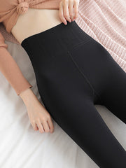Casual Velvet Keep Warm Solid Color Leggings