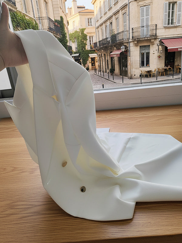 Asymmetric Buttoned Double-Breasted Solid Color Split-Joint Irregularity Long Sleeves Peaked Collar Mini Dresses Blazer