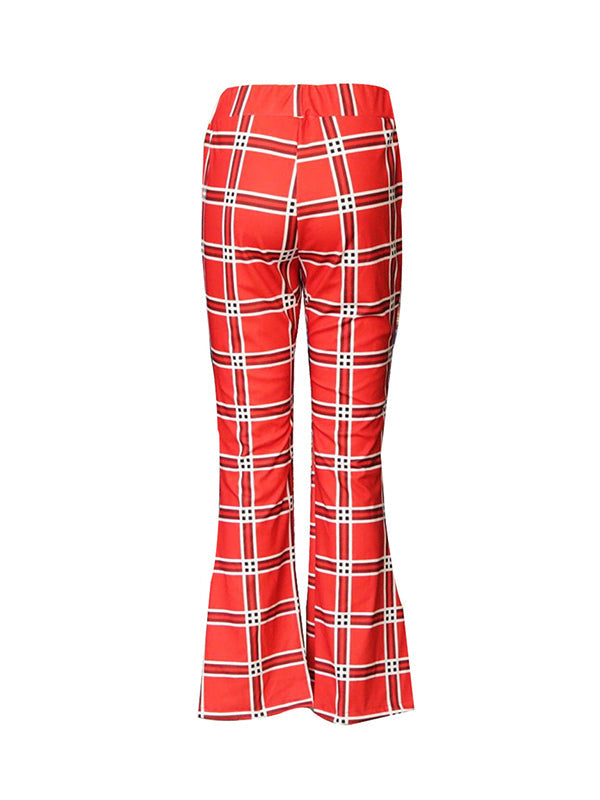 Plaid Flared Pants Trousers Pants