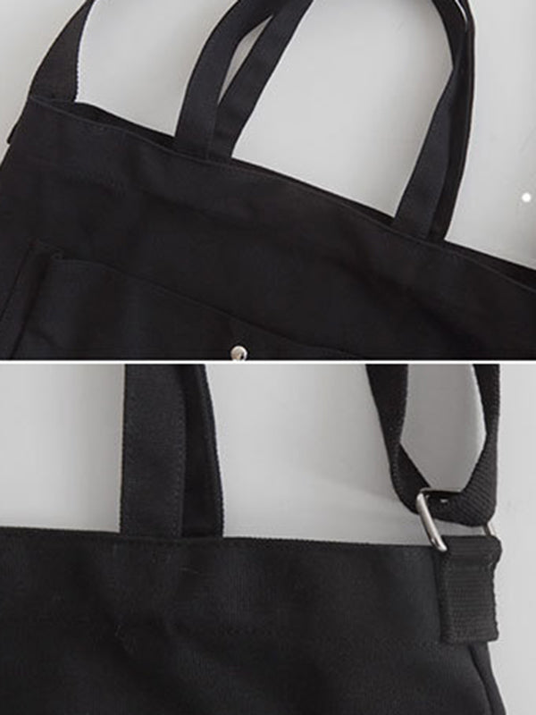 Simple Casual Solid Color Canvas Sling Bag
