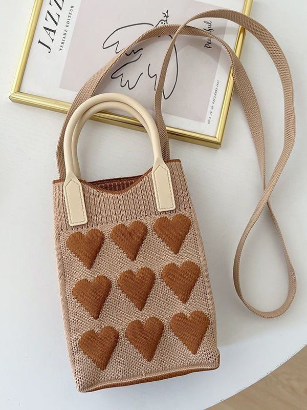Heart Print Split-Joint Handbags Crossbody Bags Bags