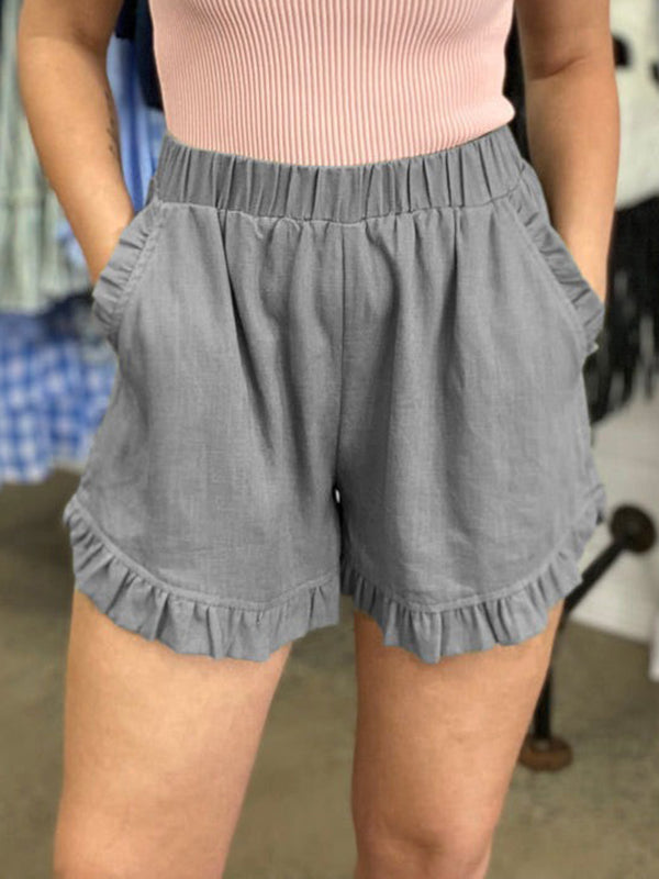 Elasticity High-Waisted Solid Color Split-Front Loose Wide Leg Shorts