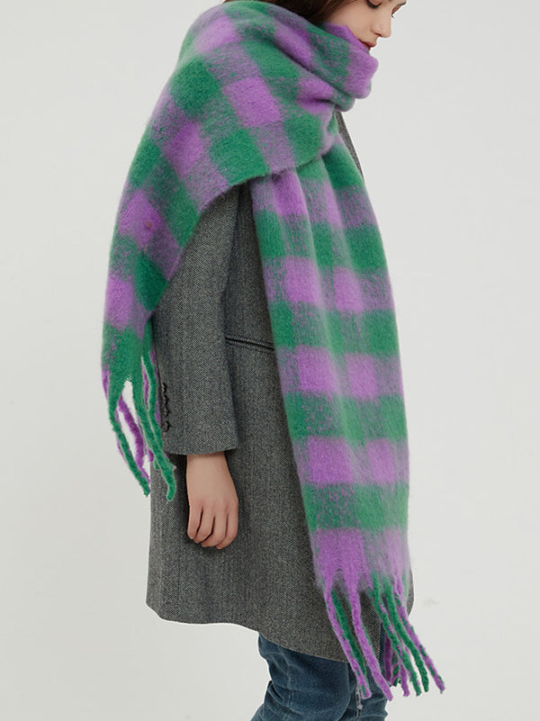 Keep Warm Plaid Tasseled Thick Shawl&Scarf