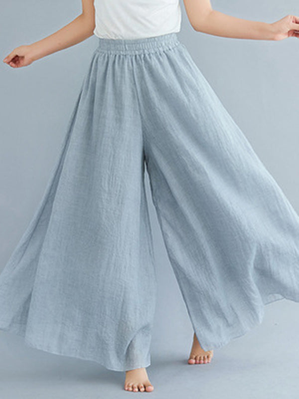 Elasticity Solid Color Loose Wide Leg Trousers Pants Culotte