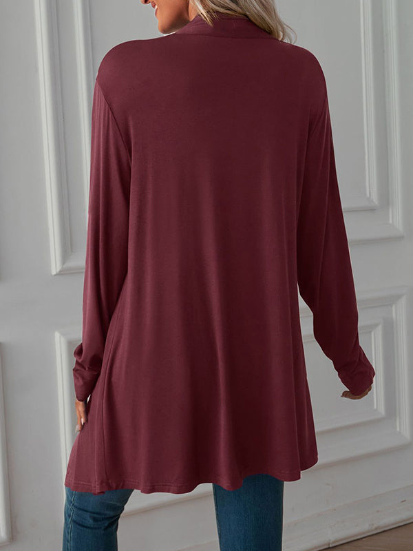 Solid Color Long Sleeves Loose Statement Collar Outerwear