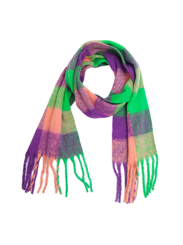 Keep Warm Plaid Tasseled Thick Shawl&Scarf