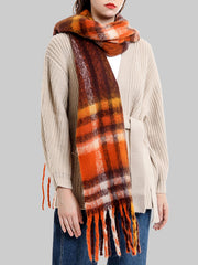 Keep Warm Plaid Tasseled Thick Shawl&Scarf