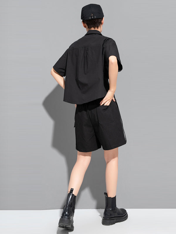 Stylish BF Asymmetric Lapel Blouse