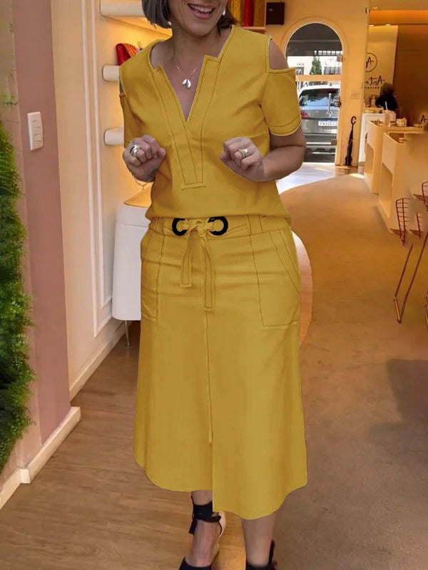 Split-front Split-Joint Tied Waist High Waisted Loose Skirts