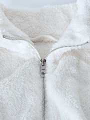 Elasticity Split-Joint Velvet Zipper Long Sleeves Loose Stand Collar Sweatershirt
