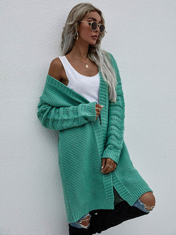 Urban Loose Solid Color Jacquard Cardigan Top