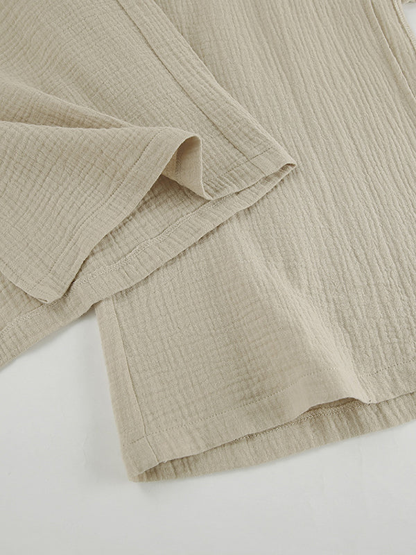 Drawstring Elasticity Solid Color Split-side High Waisted Loose Trousers Pants
