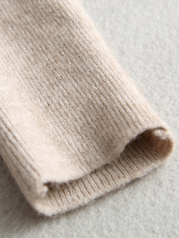 Solid Color Batwing Sleeves High-Low Boat Neck Sweater Pullovers Knitwear
