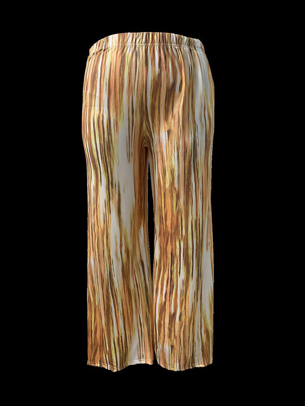 Elasticity Striped Loose Plus Size Trousers Pants