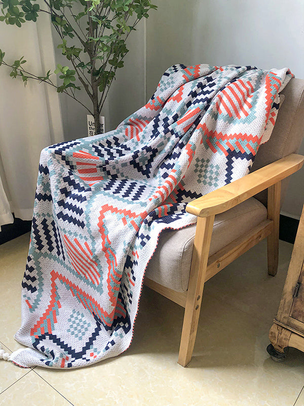 Home Keep Warm Contrast Color Jacquard Blankets Accessories
