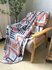 Home Keep Warm Contrast Color Jacquard Blankets Accessories