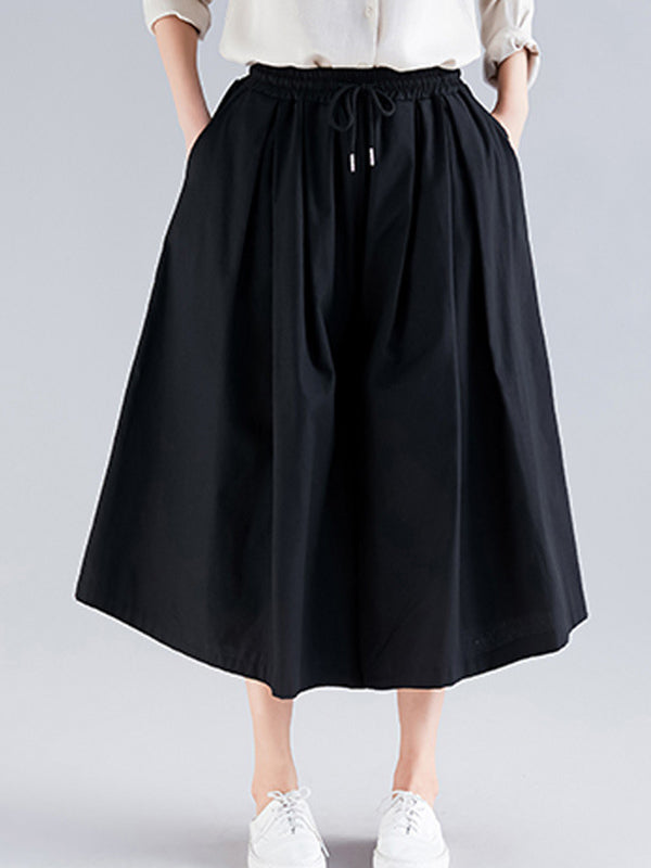 Urban Drawstring High Waisted Wide Leg Pants Culotte