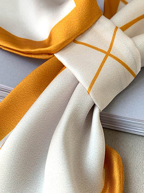 Original Striped Print Hair Band&Silk Scarf