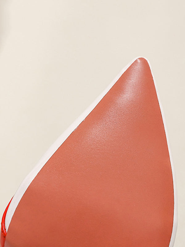 Contrast Color Pointed-Toe Split-Joint Sandals Pumps