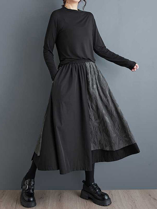 Elasticity Jacquard Pleated Pockets High Waisted Loose Wide Leg Pants Culotte