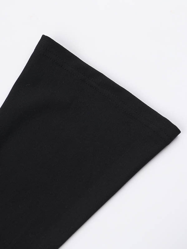 Asymmetric Solid Color Split-Joint Split-Side Long Sleeves Loose Round-Neck Maxi Dresses