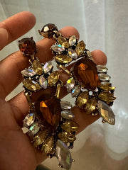 Geometric Hollow Rhine Stones Drop Earrings