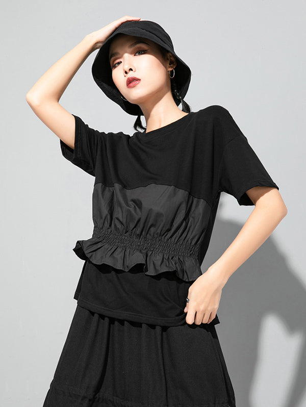 Original Falbala Split-Joint T-Shirts Tops