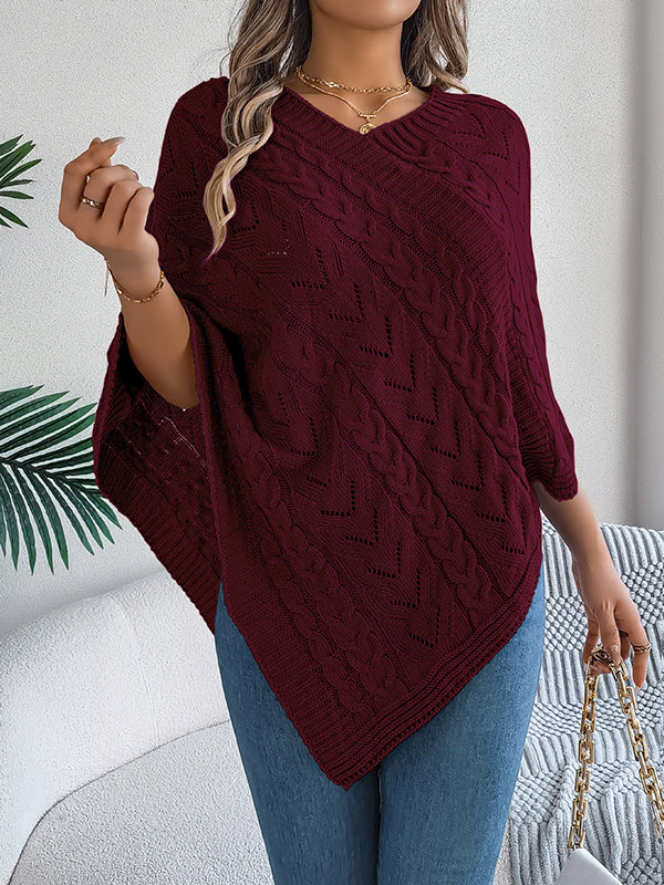 Solid Color Half Sleeves Loose V-neck Cape