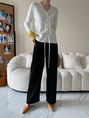 Urban Wide Leg Loose Fleece Keep Warm Solid Color Pants