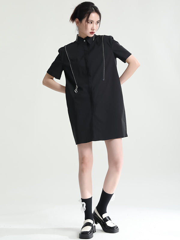 Original Solid Color Detachable Falbala Black Mini Dress