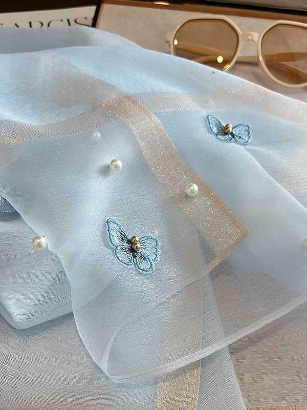 Applique Butterfly Shape Beaded Keep Warm Scarf