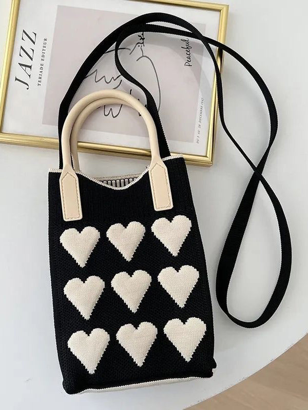 Heart Print Split-Joint Handbags Crossbody Bags Bags