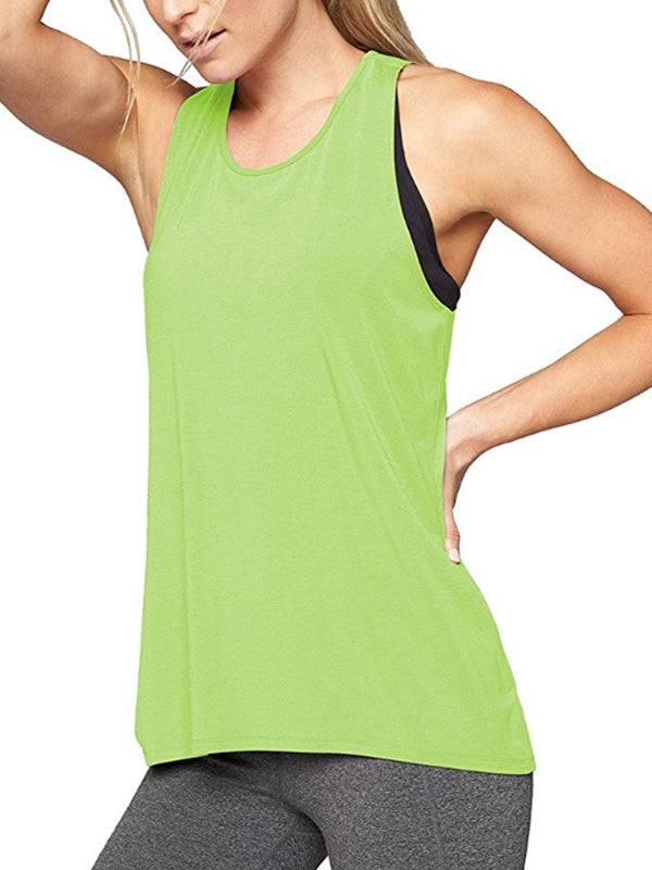 Sports Solid Color Yoga Wear Round-Neck Vest
